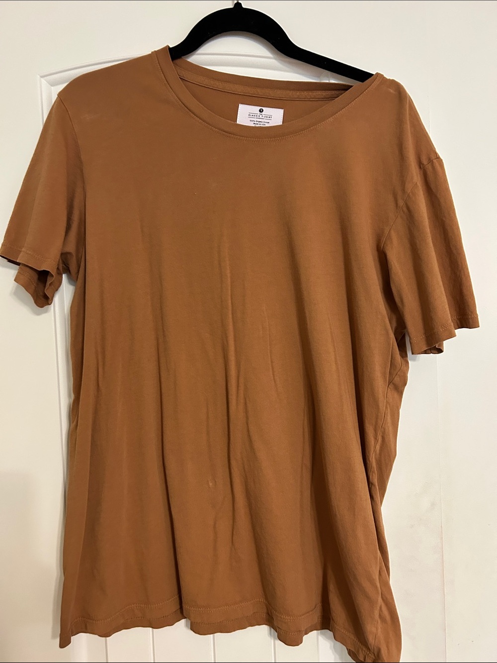 Women's Organic Cotton Short Sleeve Crew Neck Tee in Caramel Brown